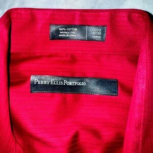 perry ellis portfolio dress shirt Red 16 1/2 32/33 Large